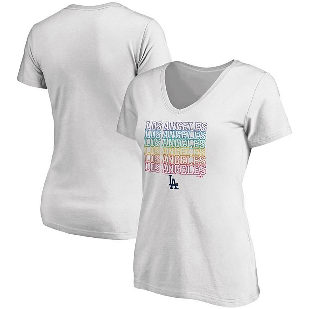 Women's Fanatics Branded White Los Angeles Dodgers City Pride V-Neck T-Shirt