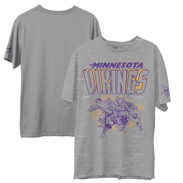 Men's Junk Food Heathered Gray Minnesota Vikings Marvel T-Shirt