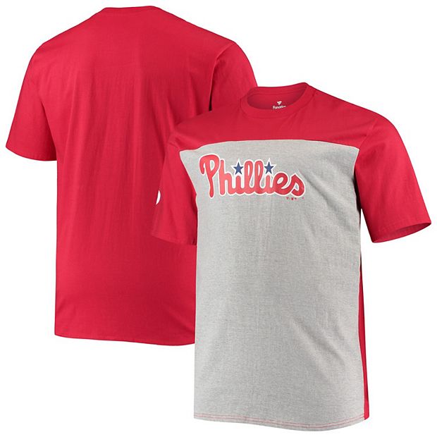 Men's Fanatics Branded Red/Heathered Gray Philadelphia Phillies Big & Tall  Colorblock T-Shirt