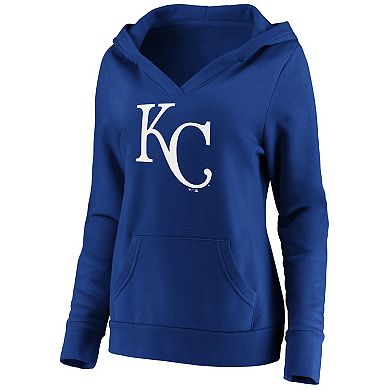 Women's Fanatics Branded Royal Kansas City Royals Official Logo Crossover V-Neck Pullover Hoodie