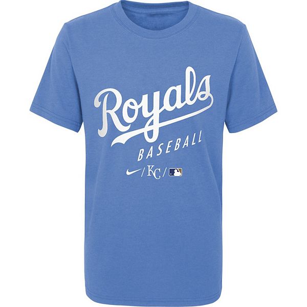 Youth Nike Light Blue Kansas City Royals Early Work Tri-Blend Performance  T-Shirt