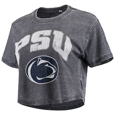Women's Pressbox Navy Penn State Nittany Lions Edith Vintage Burnout Crop T-Shirt