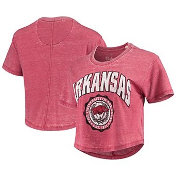Women's Pressbox Cardinal Arkansas Razorbacks Edith Vintage Burnout Crop T-Shirt