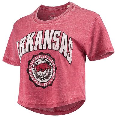 Women's Pressbox Cardinal Arkansas Razorbacks Edith Vintage Burnout Crop T-Shirt