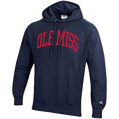 Men's Champion Navy Ole Miss Rebels Team Arch Reverse Weave Pullover Hoodie