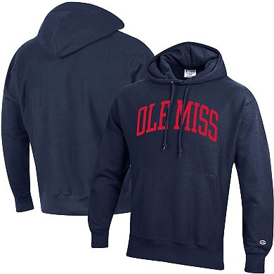 Men's Champion Navy Ole Miss Rebels Team Arch Reverse Weave Pullover Hoodie