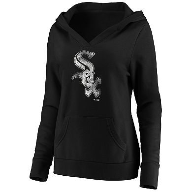 Women's Fanatics Branded Black Chicago White Sox Core Team Crossover V-Neck Pullover Hoodie