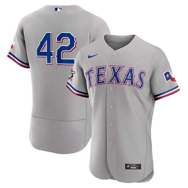 Men's Nike Gray Texas Rangers Road Jackie Robinson Day Authentic Jersey