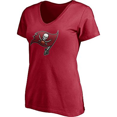Women's Fanatics Branded Tom Brady Red Tampa Bay Buccaneers Player Icon Name & Number V-Neck T-Shirt