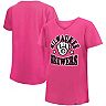Girl's Youth New Era Pink Milwaukee Brewers Jersey Stars V-Neck T-Shirt