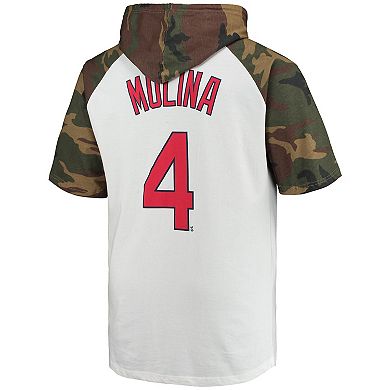 Men's Yadier Molina White/Camo St. Louis Cardinals Player Big & Tall Raglan Hoodie T-Shirt