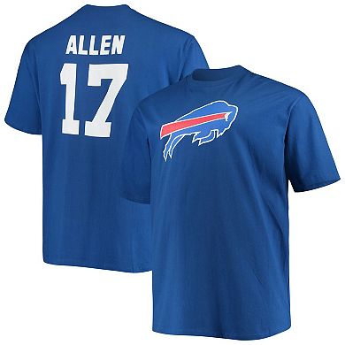 Men's Fanatics Branded Josh Allen Royal Buffalo Bills Big & Tall Player Name & Number T-Shirt