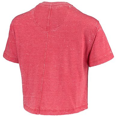 Women's Pressbox Red Wisconsin Badgers Edith Vintage Burnout Crop T-Shirt