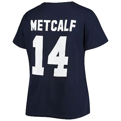 Women's Fanatics Branded DK Metcalf College Navy Seattle Seahawks Plus Size Name & Number V-Neck T-Shirt