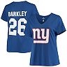 Women's Fanatics Branded Saquon Barkley Royal New York Giants Plus Size Name & Number V-Neck T-Shirt