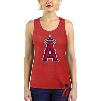 Women's Majestic Threads Red Los Angeles Angels Scoop Neck Racerback Side Tie Tri-Blend Tank Top