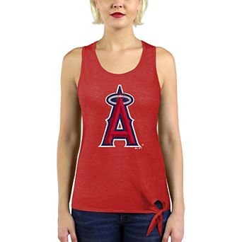 Women's Majestic Threads Red Los Angeles Angels Scoop Neck Racerback Side Tie Tri-Blend Tank Top