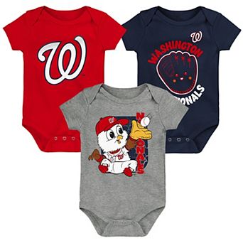 Newborn & Infant Red/Navy/Gray Washington Nationals Change Up 3-Pack Bodysuit Set