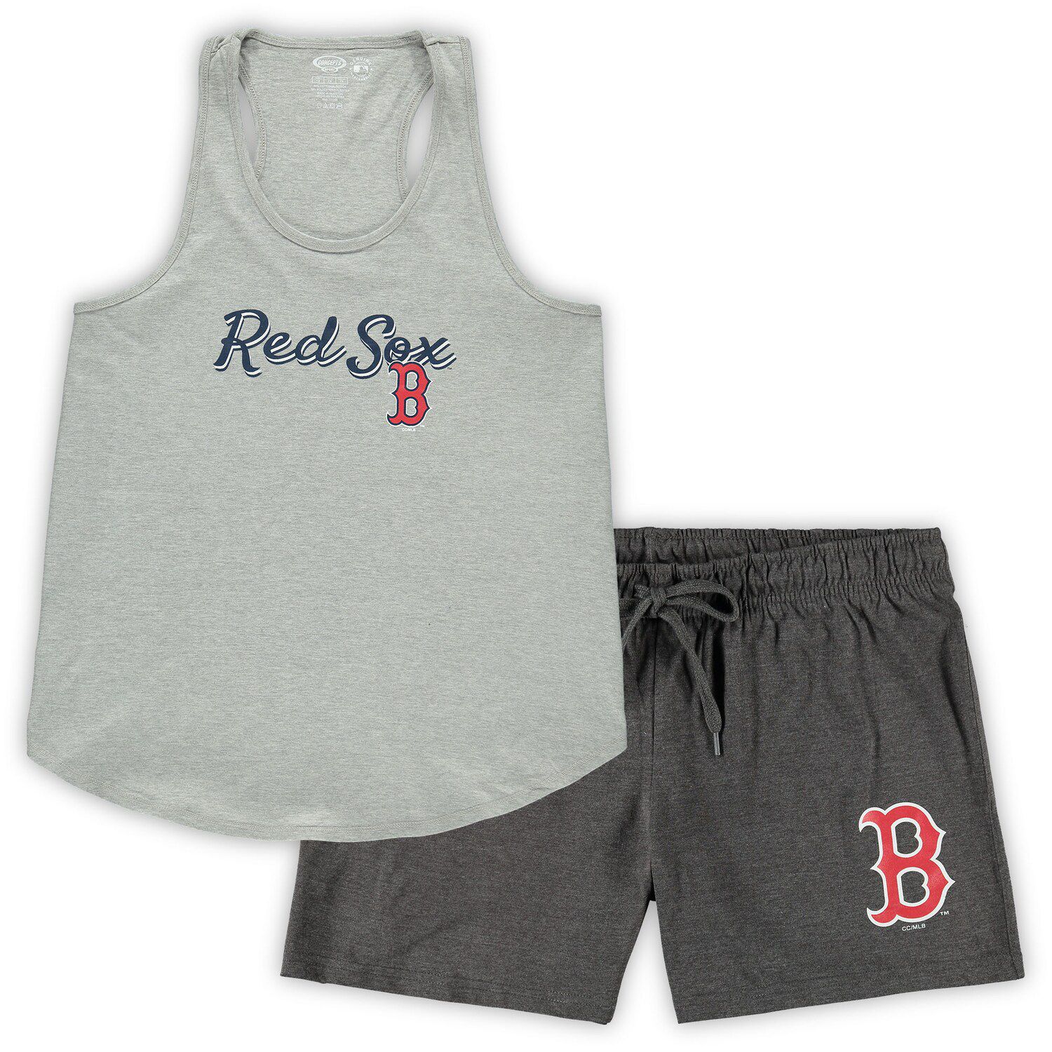 Image for Unbranded Women's Concepts Sport Heathered Gray/Heathered Charcoal Boston Red Sox Plus Size Tank Top & Shorts Sleep Set at Kohl's.