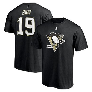 Men's Fanatics Branded Ryan Whitney Black Pittsburgh Penguins Authentic Stack Retired Player Nickname & Number T-Shirt