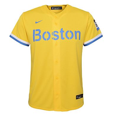 Youth Nike Gold/Light Blue Boston Red Sox 2021 City Connect Replica Team Jersey