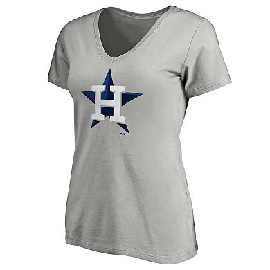 Women's Fanatics Branded Heathered Gray Houston Astros Core Official Logo V-Neck T-Shirt