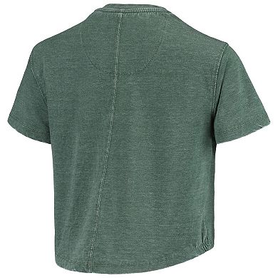 Women's Pressbox Green Michigan State Spartans Edith Vintage Burnout Crop T-Shirt