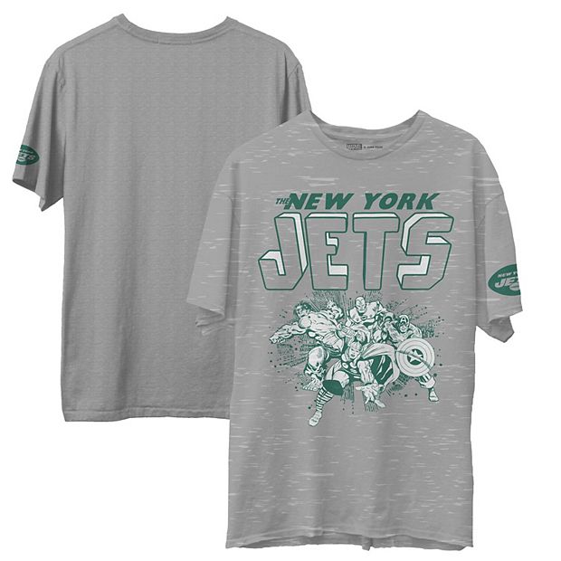 Men's Junk Food Heathered Gray New York Jets Marvel T-Shirt