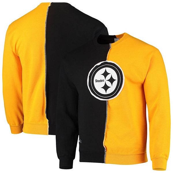 Men's Refried Apparel Black/Gold Pittsburgh Steelers Sustainable Split  Center Pullover Sweatshirt