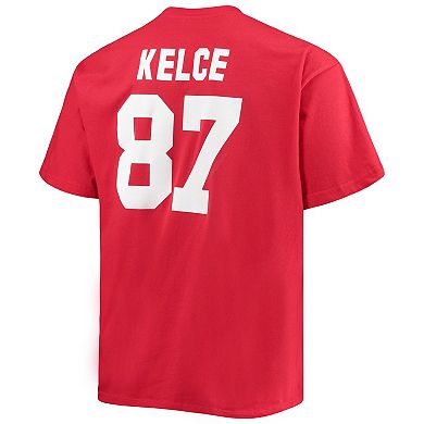 Men's Fanatics Branded Travis Kelce Red Kansas City Chiefs Big & Tall Player Name & Number T-Shirt