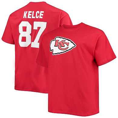 Men's Fanatics Branded Travis Kelce Red Kansas City Chiefs Big & Tall Player Name & Number T-Shirt