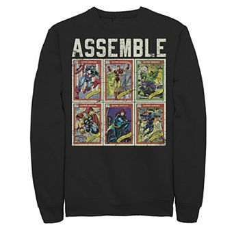Men's Marvel Assemble Avengers Trading Cards Stacked Poster Sweatshirt