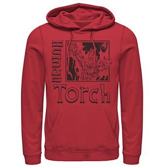 Men's Marvel Fantastic Four Human Torch Cartoon Framed Portrait Hoodie