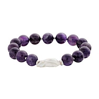 Aleure Precioso 10 mm Bead & Freshwater Pearl Stretch Bracelet