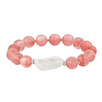 Aleure Precioso 10 mm Bead & Freshwater Pearl Stretch Bracelet