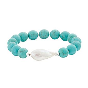 Aleure Precioso 10 mm Bead & Freshwater Pearl Stretch Bracelet