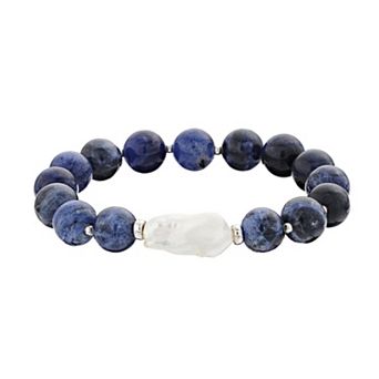 Aleure Precioso 10 mm Bead & Freshwater Pearl Stretch Bracelet