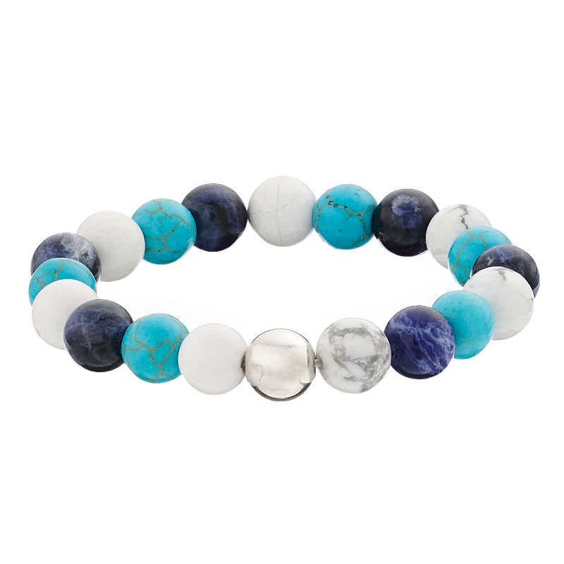 Aleure Precioso Sterling Silver 10 mm Bead Station Stretch Bracelet, Women's,