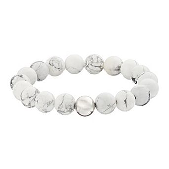 Aleure Precioso Sterling Silver 10 mm Bead Station Stretch Bracelet