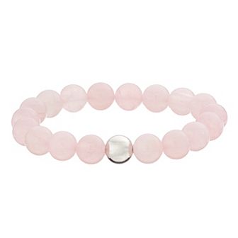 Aleure Precioso Sterling Silver 10 mm Bead Station Stretch Bracelet