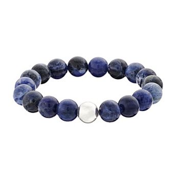 Aleure Precioso Sterling Silver 10 mm Bead Station Stretch Bracelet