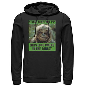 Men's Star Wars Chewbacca Single Blue Eyes Likes Long Walks Hoodie