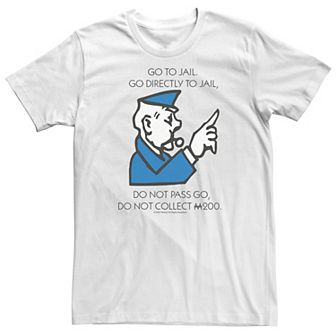Big & Tall Monopoly Go Directly To Jail Tee