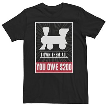 Big & Tall Monopoly Railroads I Own Them All You Owe $200 Tee