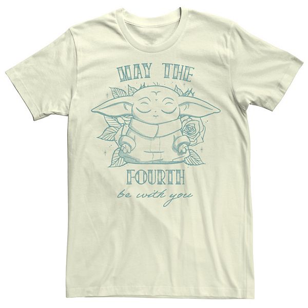 Men's Star Wars May The Fourth Be With You Grogu Line Art Tee