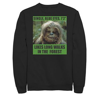 Men's Star Wars Chewbacca Single Blue Eyes Likes Long Walks Sweatshirt