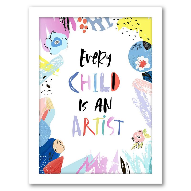 Americanflat Every Child Is An Artist Framed Wall Art, White, 11X14