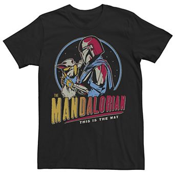 Men's Star Wars: The Mandalorian Mando And Grogu Dark Rainbow Tee