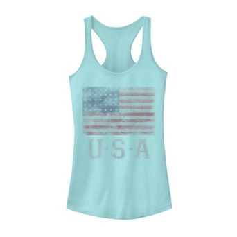 Juniors' Distressed American Flag USA Tank Top
