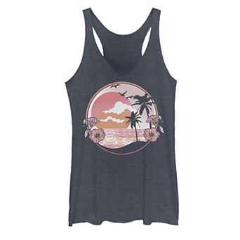 Juniors' Tropical Beach Sunset Graphic Tank Top